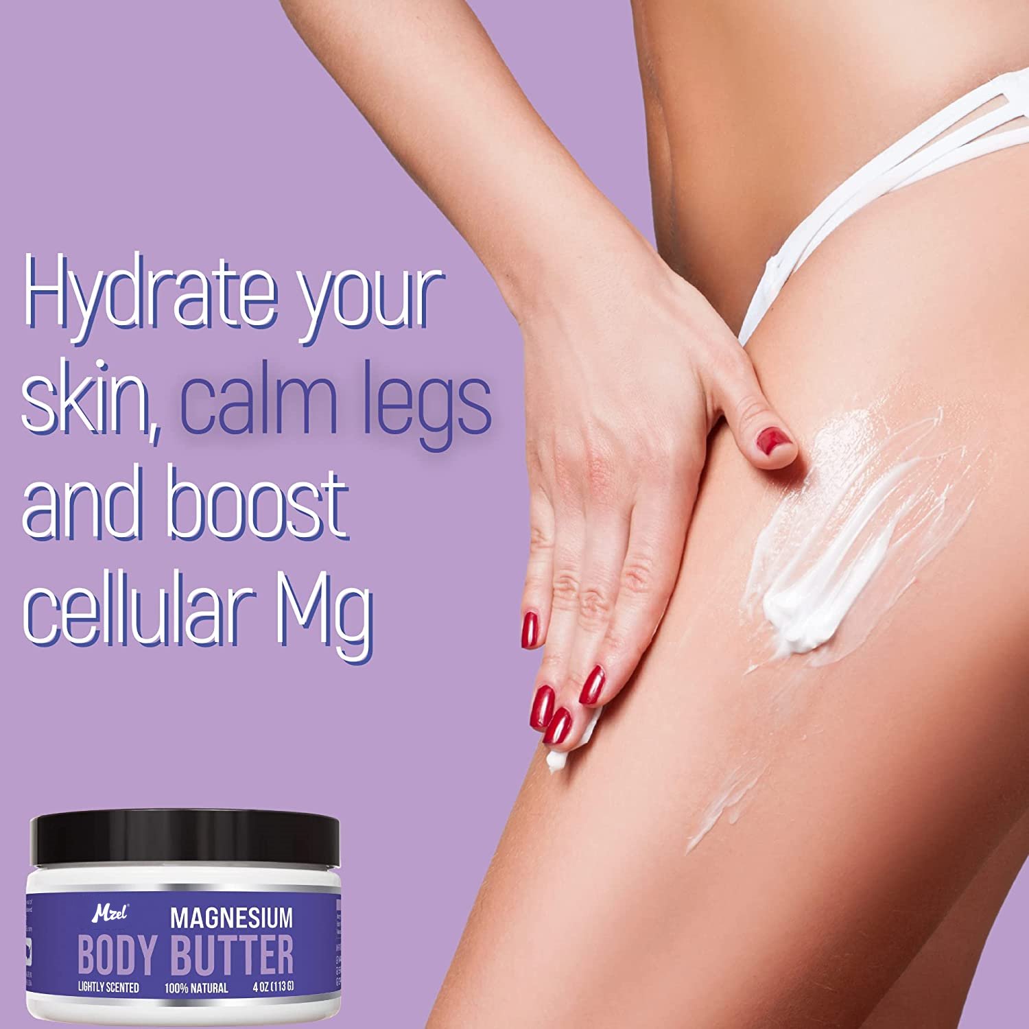 Magnesium Body Lotion Butter for Women with Mango, Shea, Grapeseed & Magnesium Oil for Sleep, Bone, Heart & Muscle Health