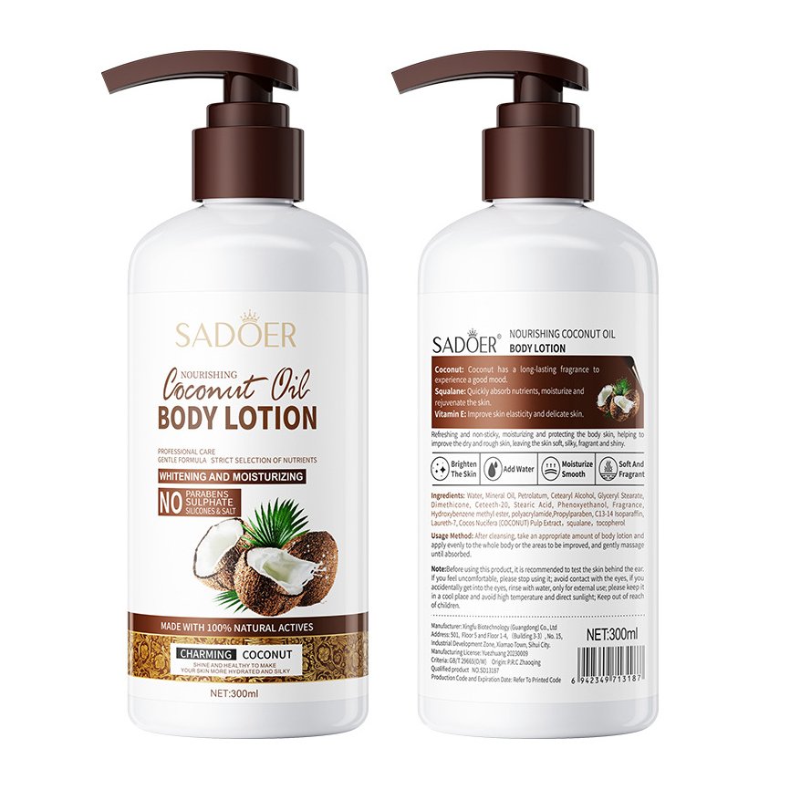 300ml Daily Body Skin Care Moisturizing Natural Coconut Oil Body Lotion with Fragrance