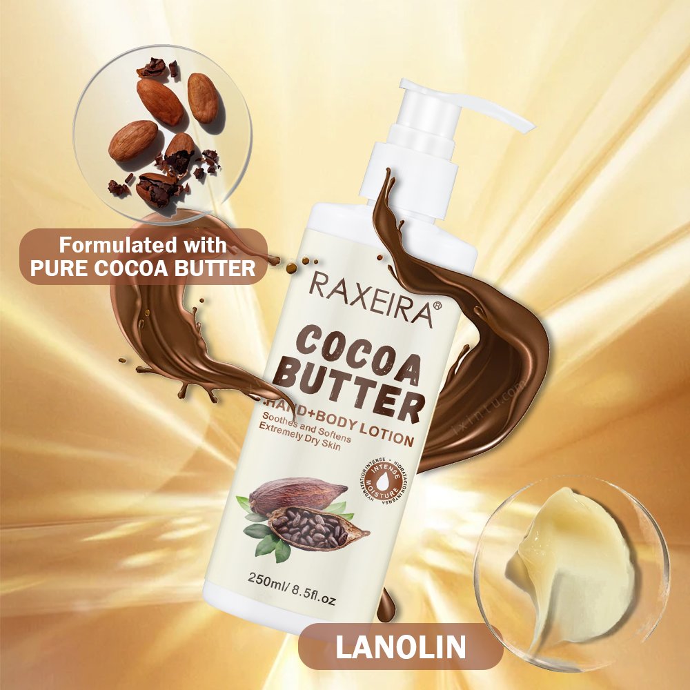 OEM Organic Cocoa Butter Hand Body Lotion Private Label Natural Moisturizing Smoothing Whitening Body Lotion For Black Skin