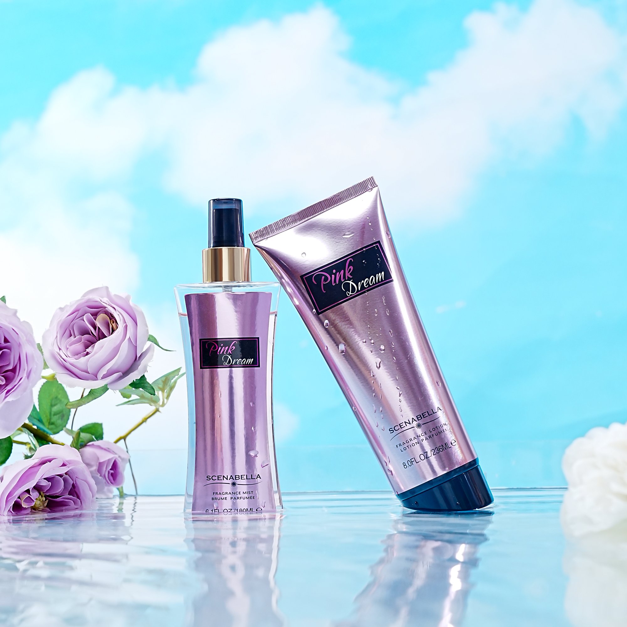 Perfume Gift Set 180ml body mist and 236ml body lotion for women daily use