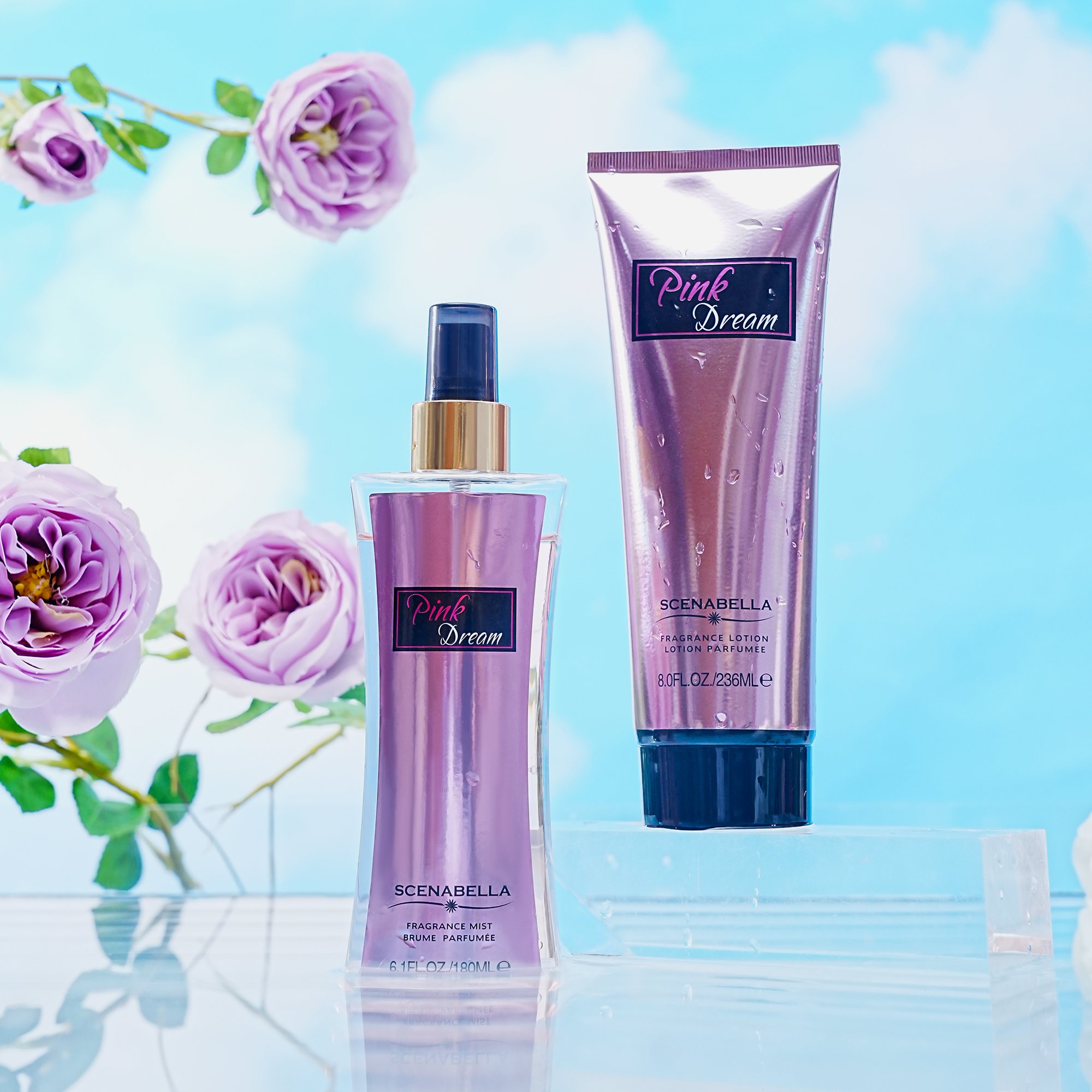 Perfume Gift Set 180ml body mist and 236ml body lotion for women daily use