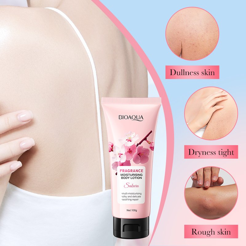 OEM BIOAQUA Private Label Vegan Organic Sakura Body Milk Multieffect Function Moisturizing Anti-Aging Skin Whitening Body Lotion
