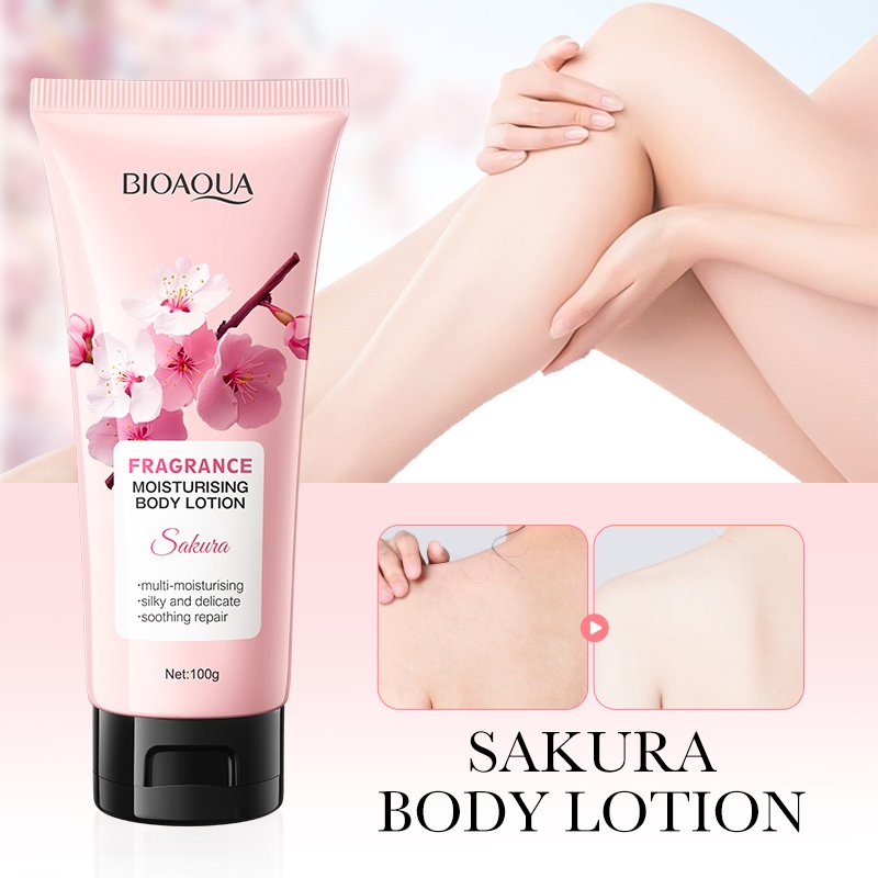 OEM BIOAQUA Private Label Vegan Organic Sakura Body Milk Multieffect Function Moisturizing Anti-Aging Skin Whitening Body Lotion