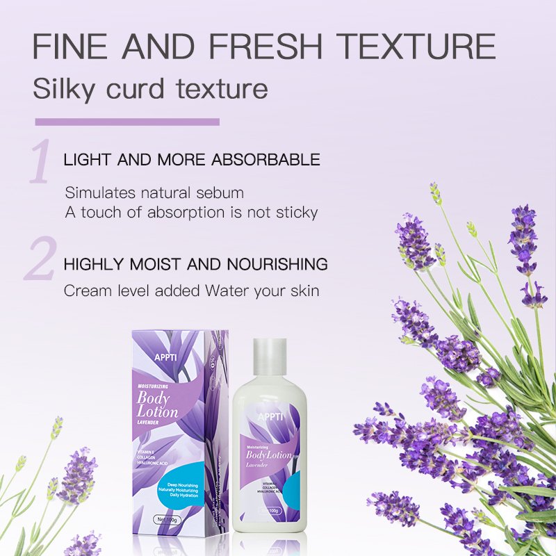 Private Label Lavender Whitening Organic Body Lotion Moisturizing Organic Floral fragrance Long-lasting Hydration Sensitive Skin
