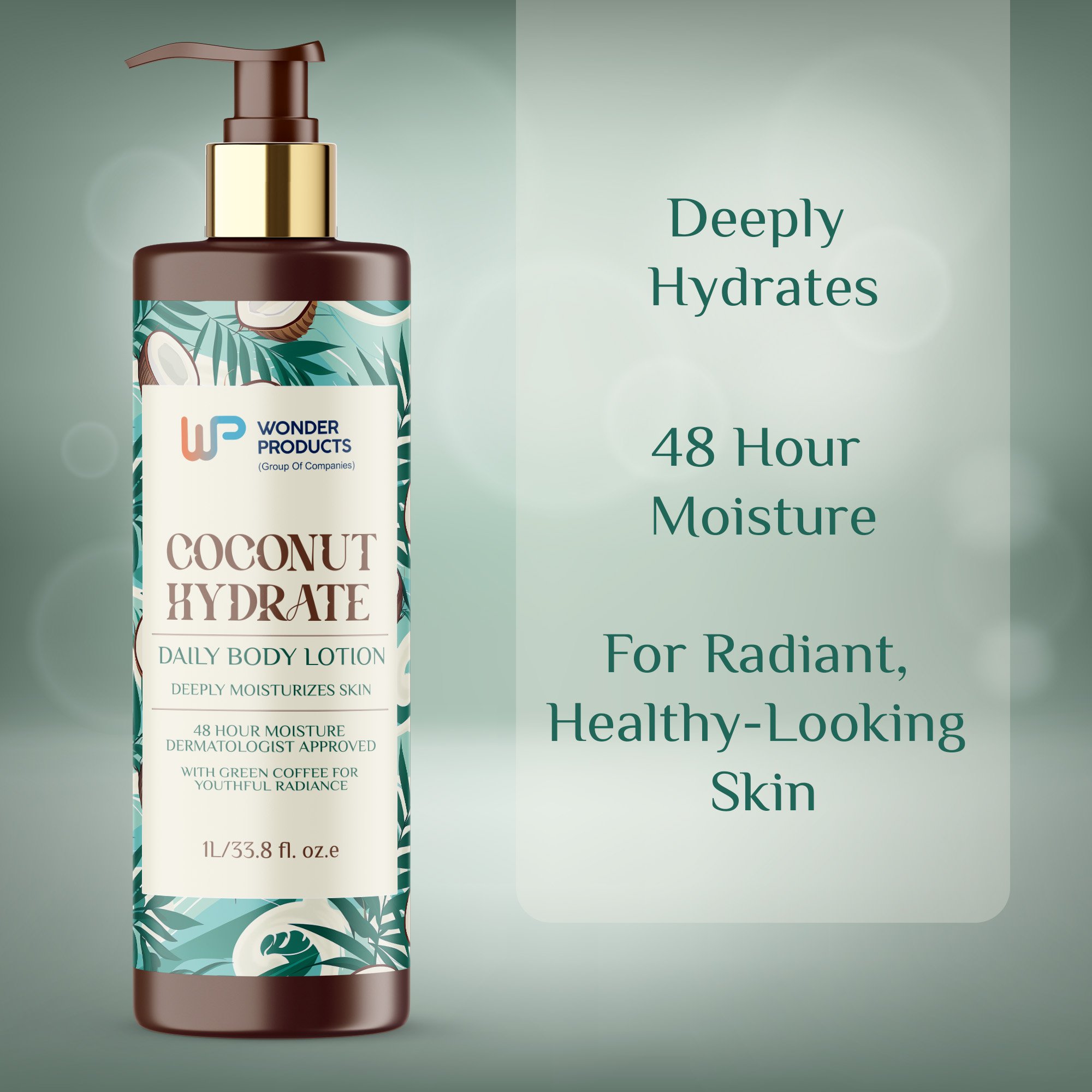 Best Selling 1Ltr Coconut Hydrate Daily Use Body Lotion All Skin Types Milk Water Aloe Vera OEM Private Label Wholesale Price