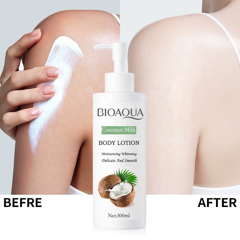 OEM BIOAQUA Wholesale Whitening Body Lotion Lightening Hydrating Body Milk Coconut Vitamin C Nourish Skin Anti-aging Body Lotion