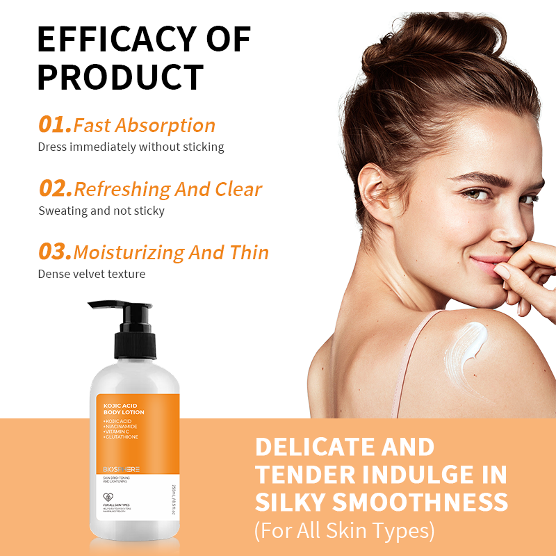 Beauty Factory Organic Vitamin C Private Label Moisturizing Brightening Fast Skin Whitening Kojic Acid Body Lotion For Women