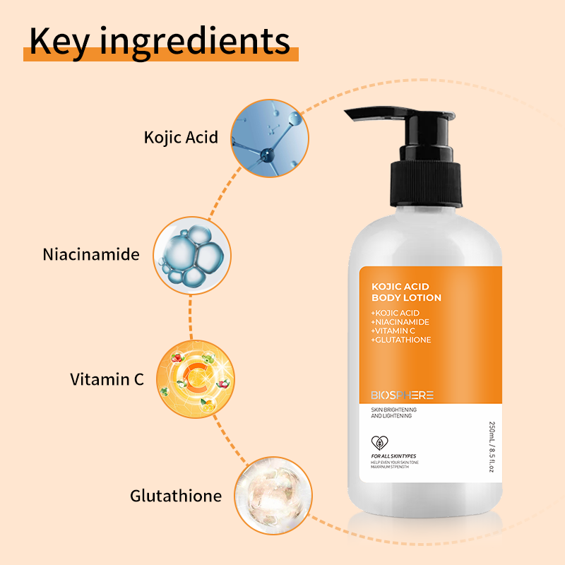 Beauty Factory Organic Vitamin C Private Label Moisturizing Brightening Fast Skin Whitening Kojic Acid Body Lotion For Women