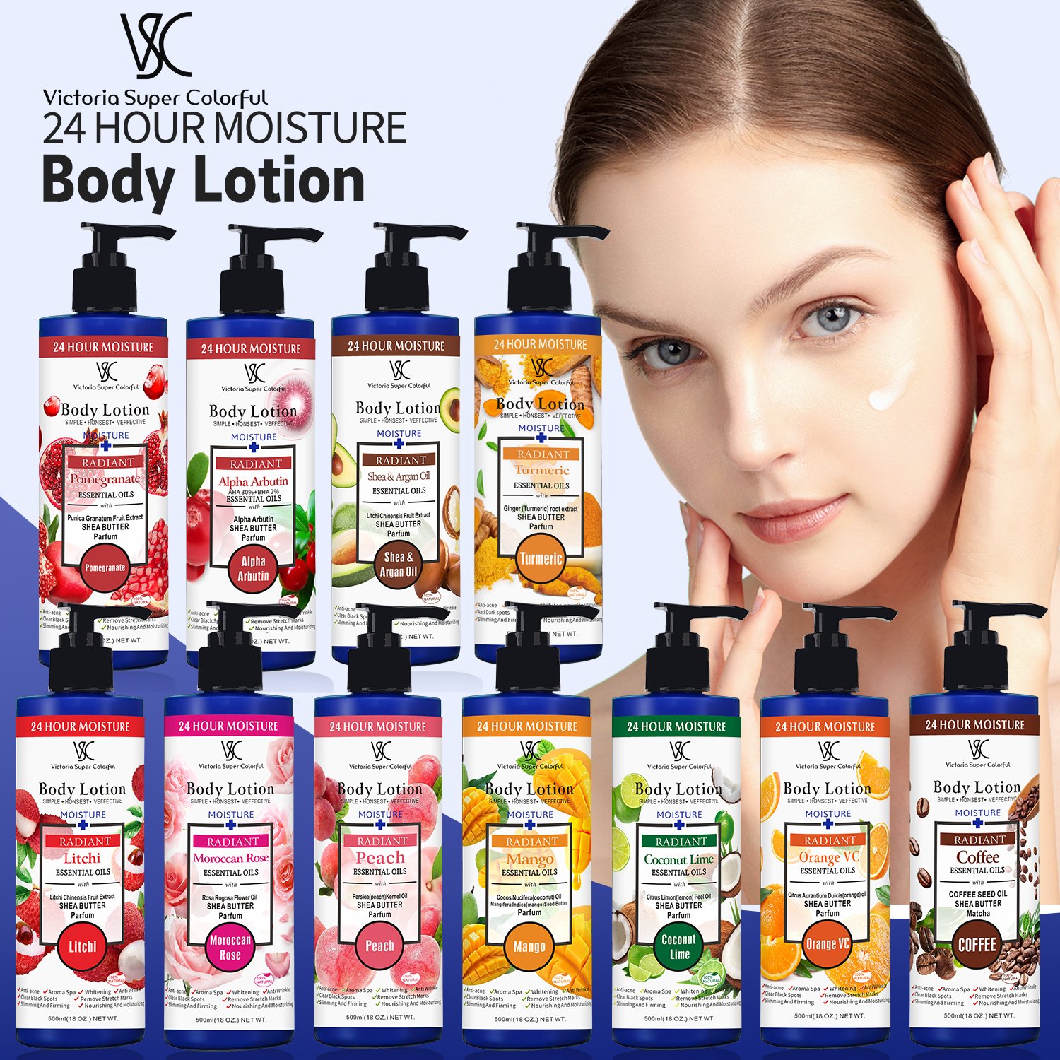 Natural Organic Alpha Arbutin 24 hour Moisture Body Lotion Whitening Skincare Vitamin C Brightening Nourishing Body Aroma Spa