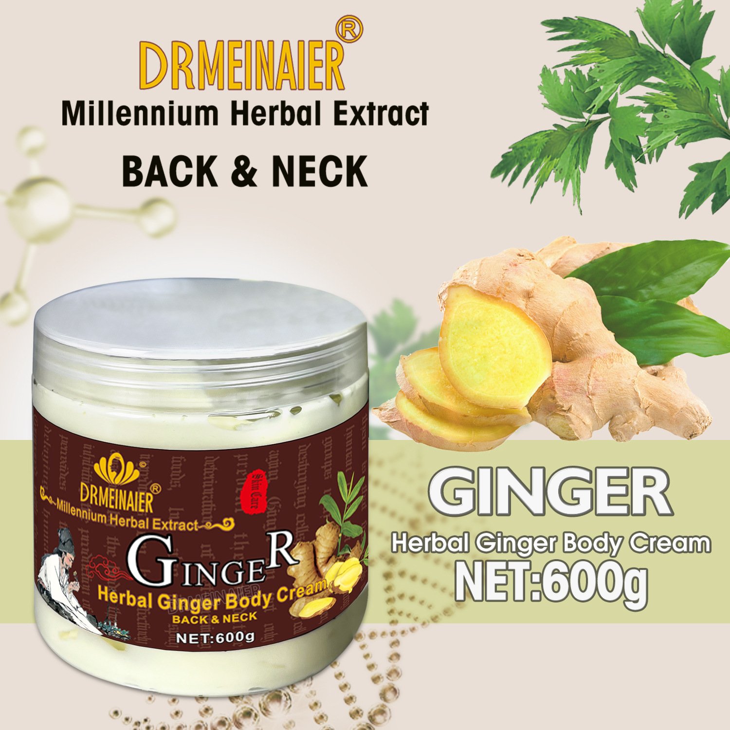 High Quality Natural Herbal Ginger Body Cream Whitening Anti-Aging Firming Skin Massage Cream