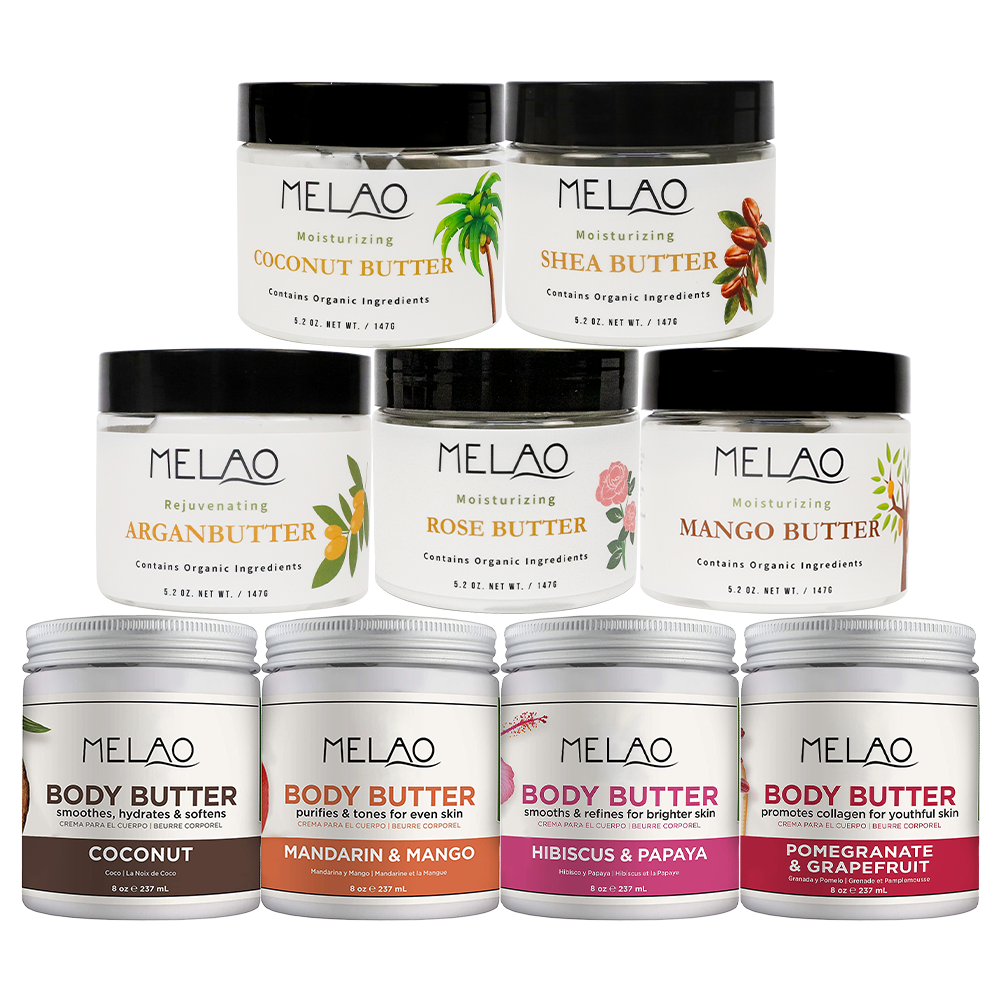 MELAO Private Label Wholesale Pure Skin Moisturizing Body Lotion Organic Rose Shea Mango Natural Organic Whipped Body Butter