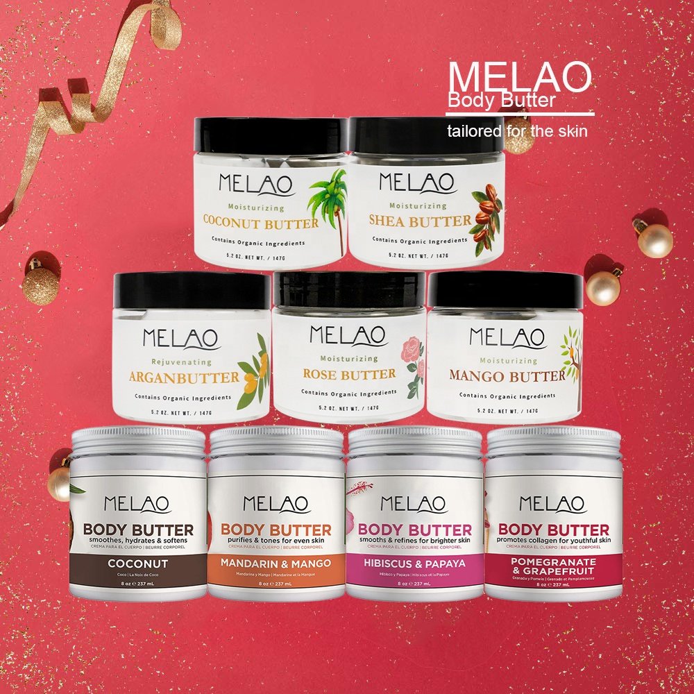 MELAO Private Label Wholesale Pure Skin Moisturizing Body Lotion Organic Rose Shea Mango Natural Organic Whipped Body Butter
