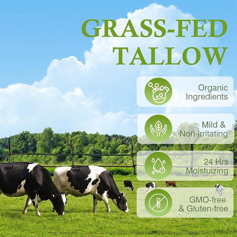 YOOJ Tallow Face Moisturizer Unscented 100% Organic Beef Tallow Blam Grass Fed Whipped Tallow Face Cream Moisturizer Body Lotion