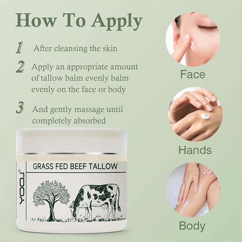 YOOJ Tallow Face Moisturizer Unscented 100% Organic Beef Tallow Blam Grass Fed Whipped Tallow Face Cream Moisturizer Body Lotion