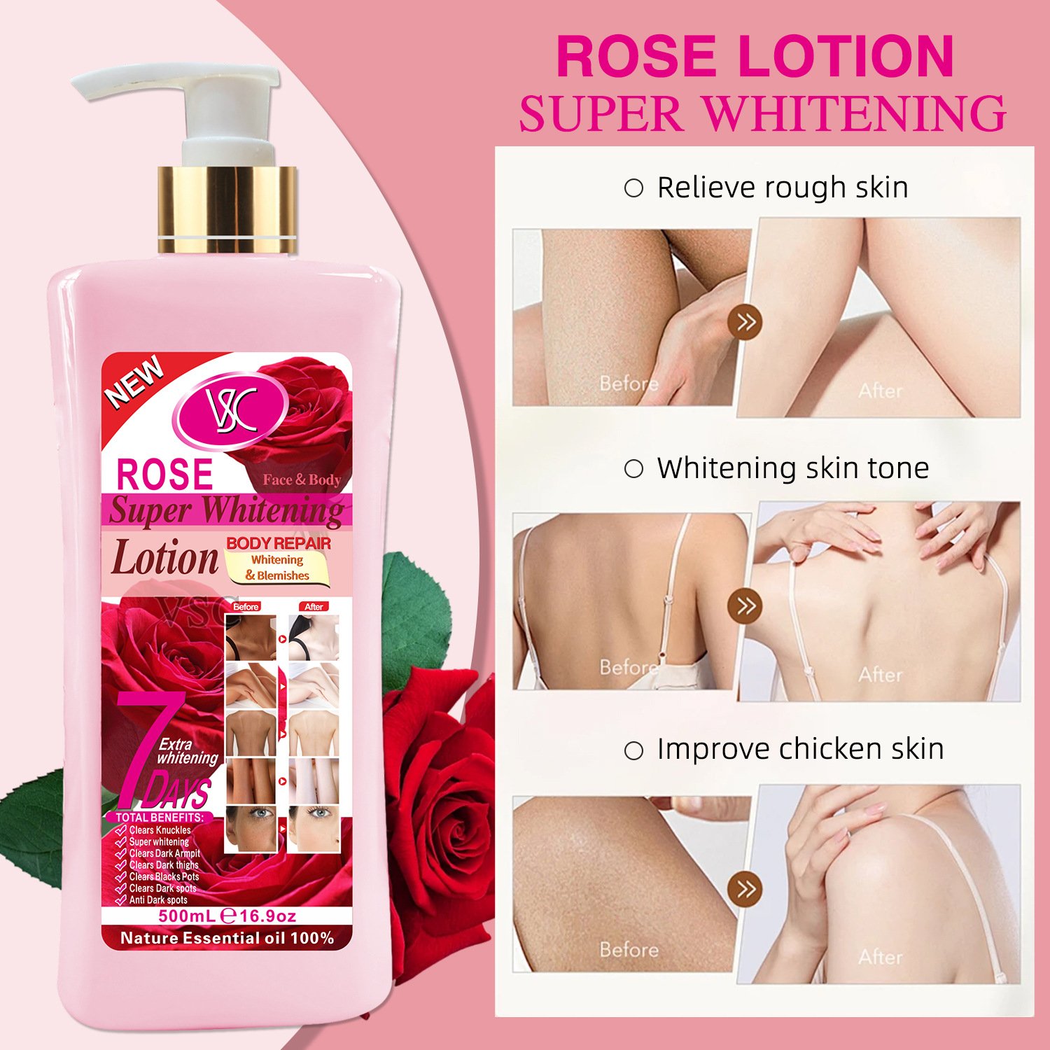 500ml Cocoa Refreshing Brightening Lotion 7 Days Super Skin Whitening Moisturizing Smoothing Body Repair Body Cream Butter