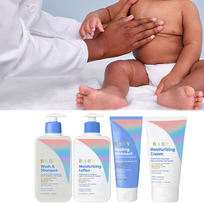 Vegan Baby Lotion/ Diaper Rash Cream Ointment/ Body Wash Shampoo Baby Skin Care Set Gift With Hyaluronic Acid Vitamin E Ceramide