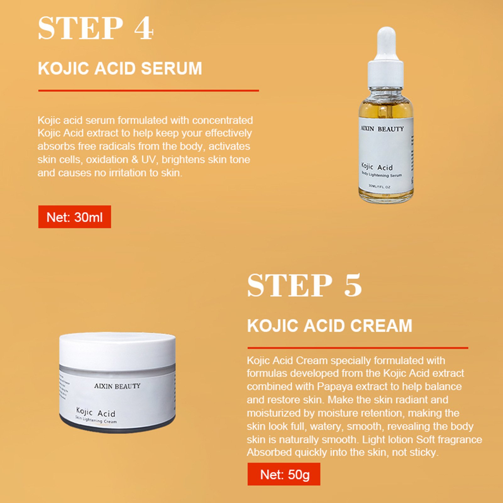 Private Label Skin Care Anti Aging Moisturizing Serum Cream Exfoliating Soap Lightening Body Lotion Oil Kojic Acid Skin Care Set