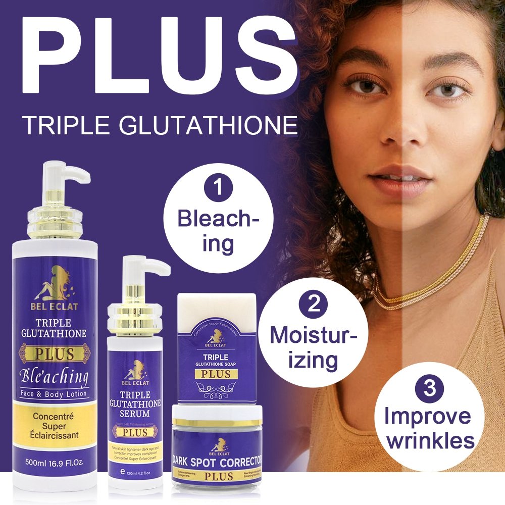 Hot Selling Triple Glutathione Plus Whitening Serum Dark Spot Face Cream Repair Black Skin brightening body lotion Skin Care Set