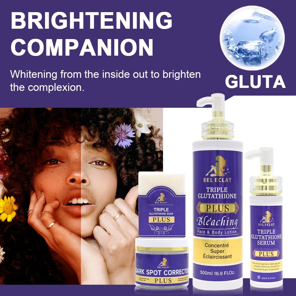 Hot Selling Triple Glutathione Plus Whitening Serum Dark Spot Face Cream Repair Black Skin brightening body lotion Skin Care Set