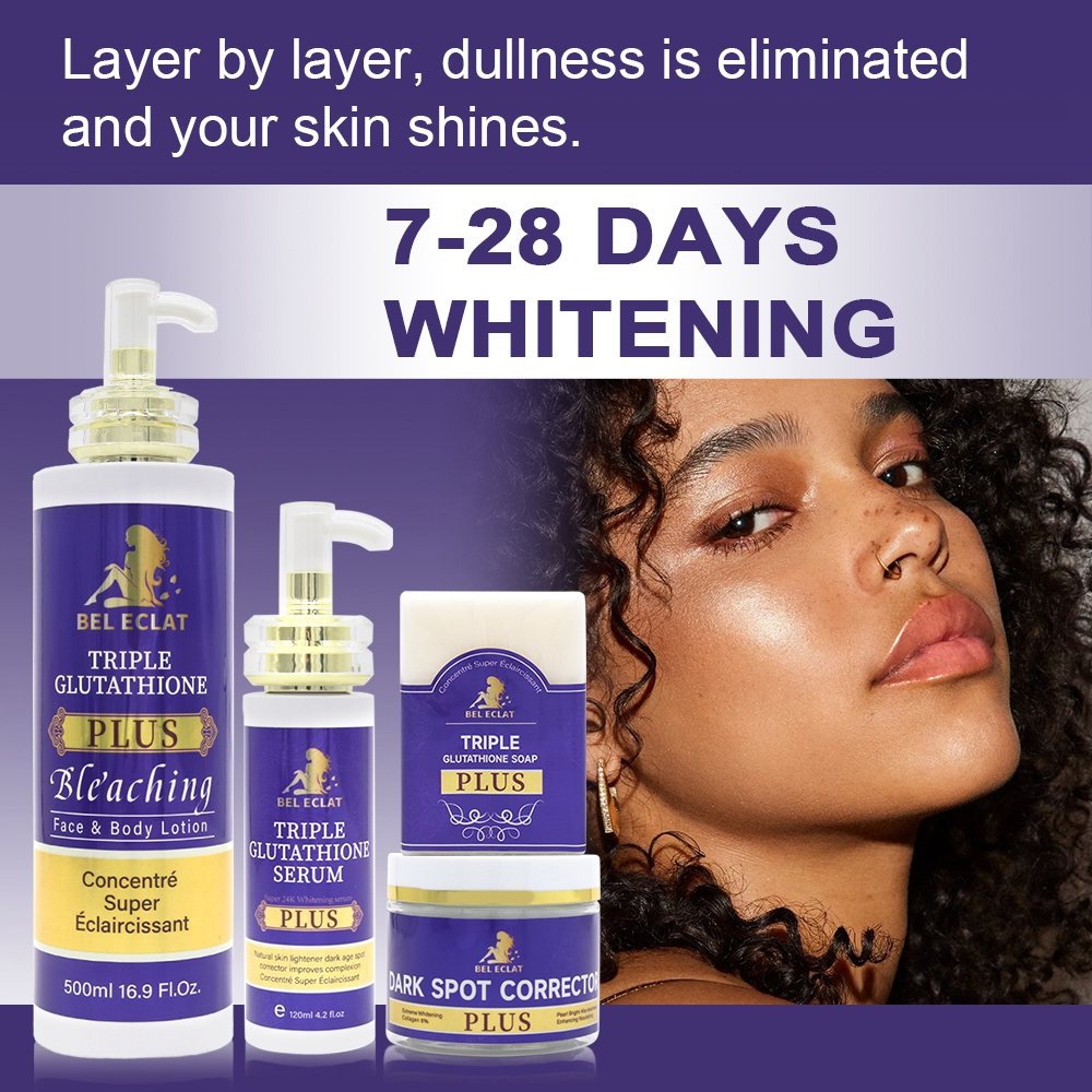 Hot Selling Triple Glutathione Plus Whitening Serum Dark Spot Face Cream Repair Black Skin brightening body lotion Skin Care Set