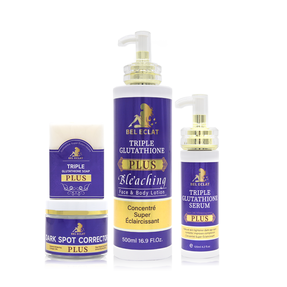 Hot Selling Triple Glutathione Plus Whitening Serum Dark Spot Face Cream Repair Black Skin brightening body lotion Skin Care Set