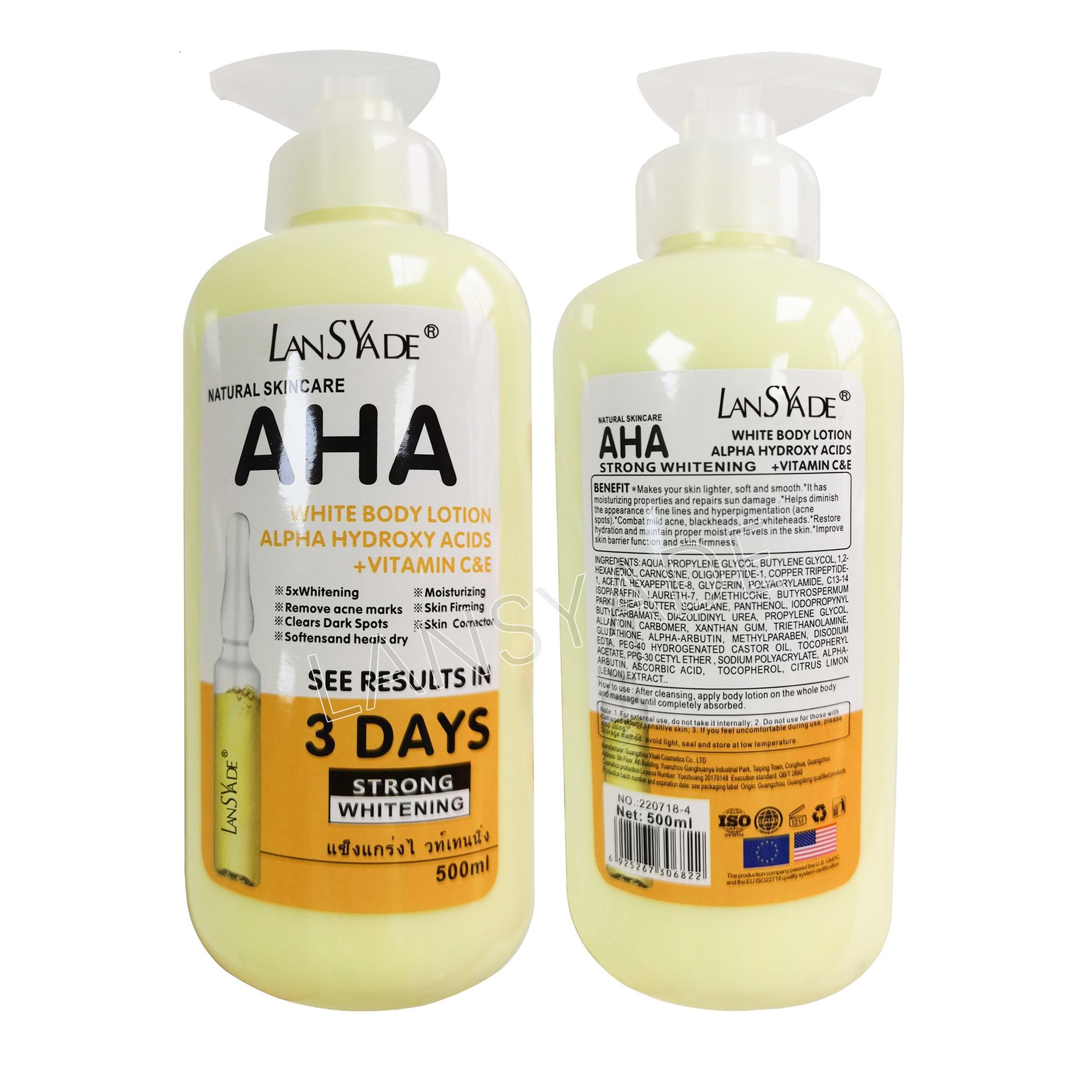 Private Label Body Lotion Aha Vitamin C Whitening Body Milk Natural Skincare Lightening Moisturizing Body Cream