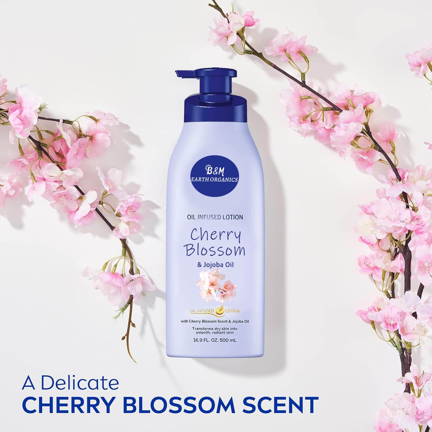 Cherry Blossom and Jojoba Oil Body Lotion Non Greasy Cherry Blossom Scented Lotion Moisturizes for 24 Hours