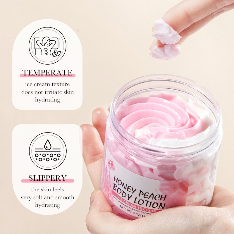 Wholesale Private Label Ice Cream Juicy peach Moisturizing Vegan For Women Whitening Soothing Brightening Milk Body Lotion