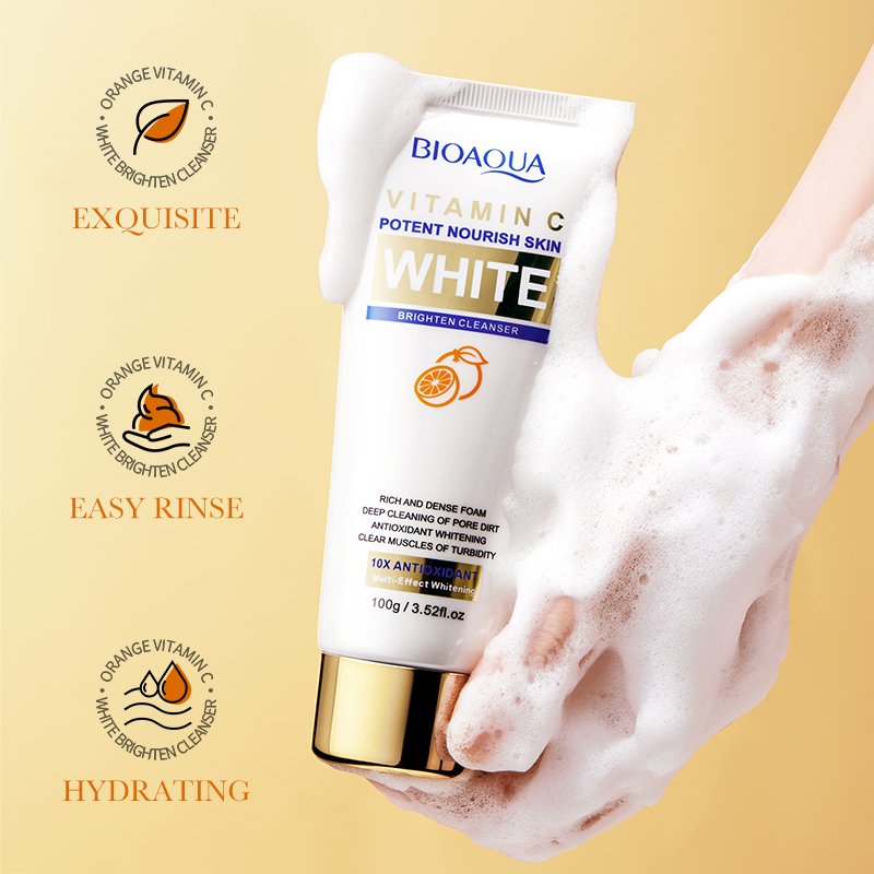 BIOAQUA Organic Extract Vitamin C Skin Care Set Face Wash Whitening Body Lotion for Face and Body