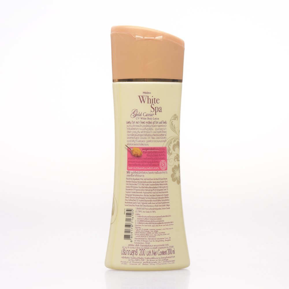 Mistine White Spa Gold Caviar UV White Body Lotion Youthful Anti-Aging Formula Skin Rejuvenation Radiant Thai Lotion Cosmetic