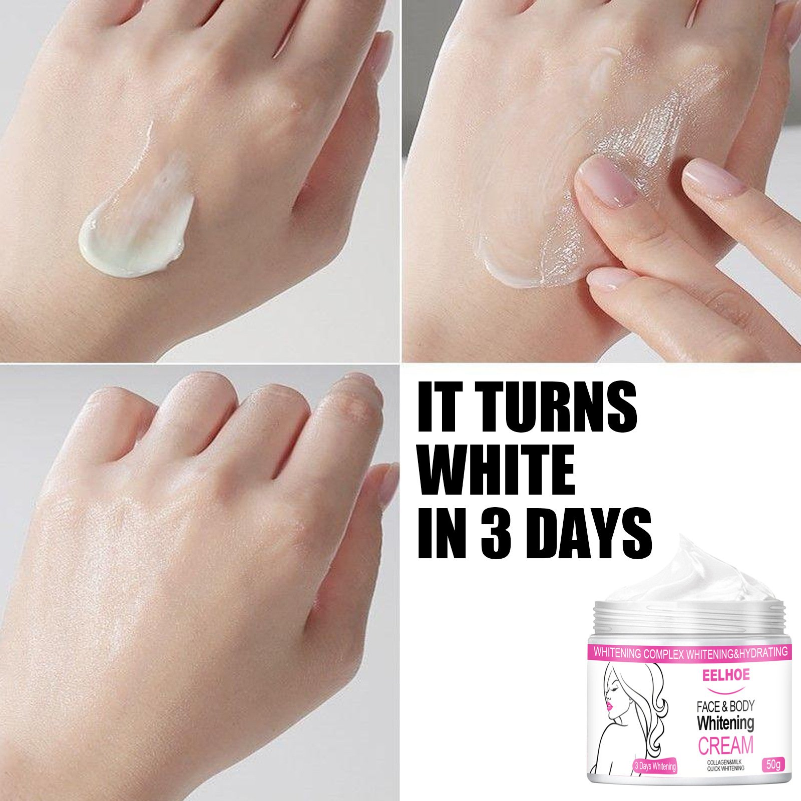 EELHOE collagen milk face neck back arm hand feet leg full body lotion skin 3days quick whitening hydrating cream for boys girls