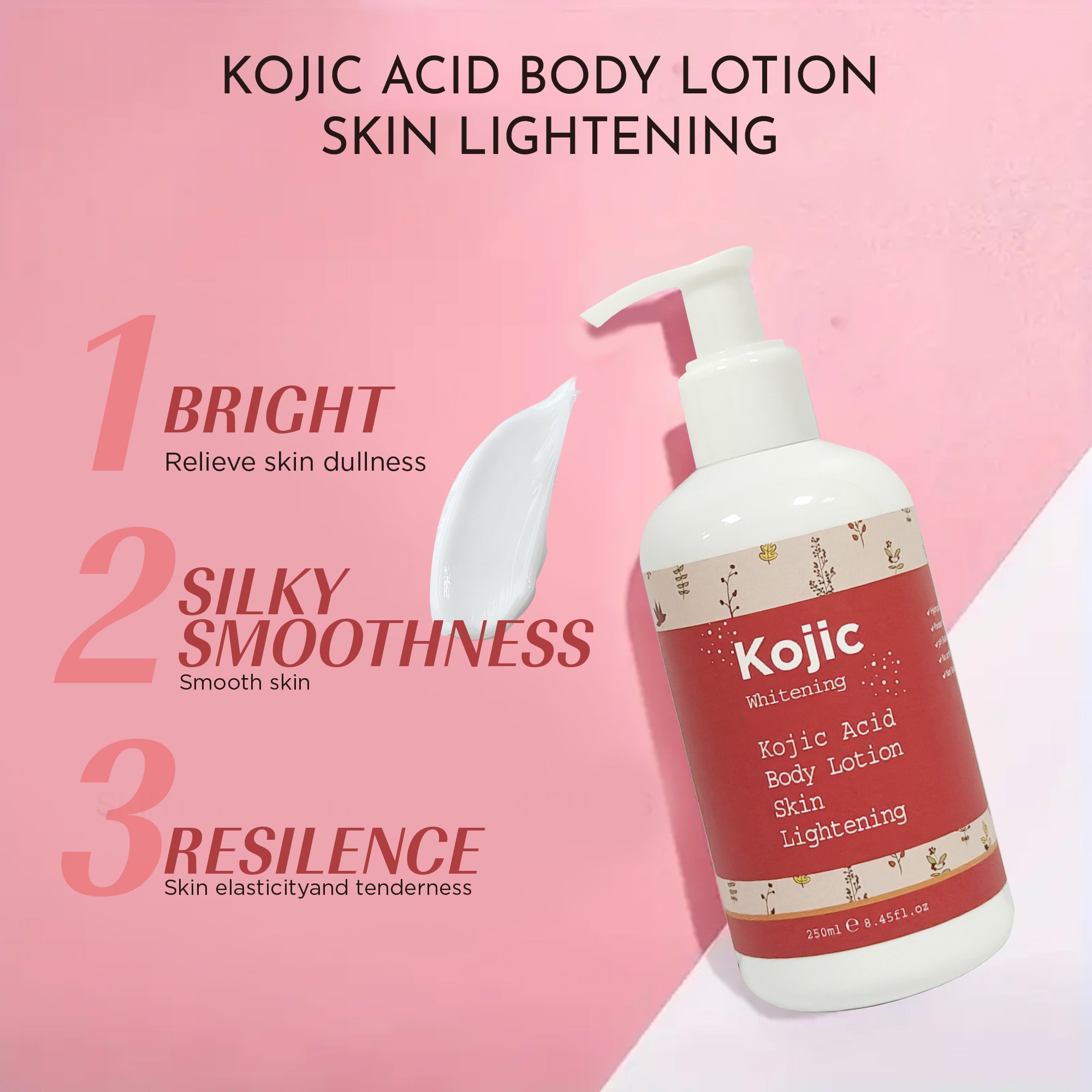 BLIW Private Label Hot Selling Organic Bath Nourish Skin Whitening Wrinkle Improvement Perfect Hydration Kojic Acid Body Lotion