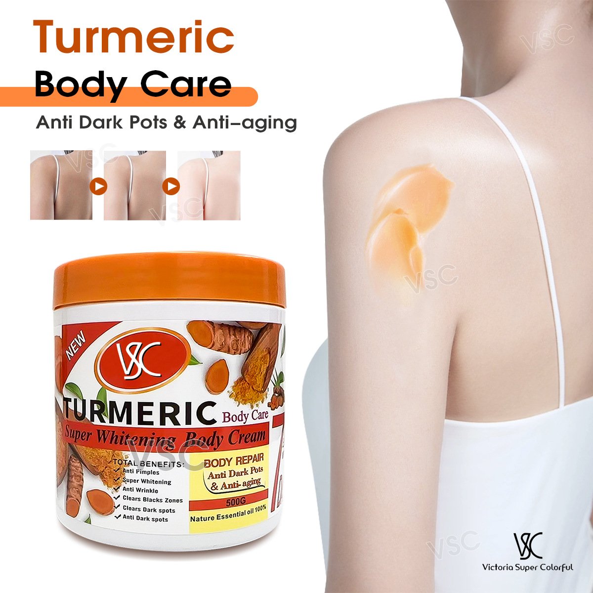 Hot Sale Turmeric Cream Super Whitening Moisturizing Body Cream Skin Lightening Spot Removal Face Cream Body Lotion