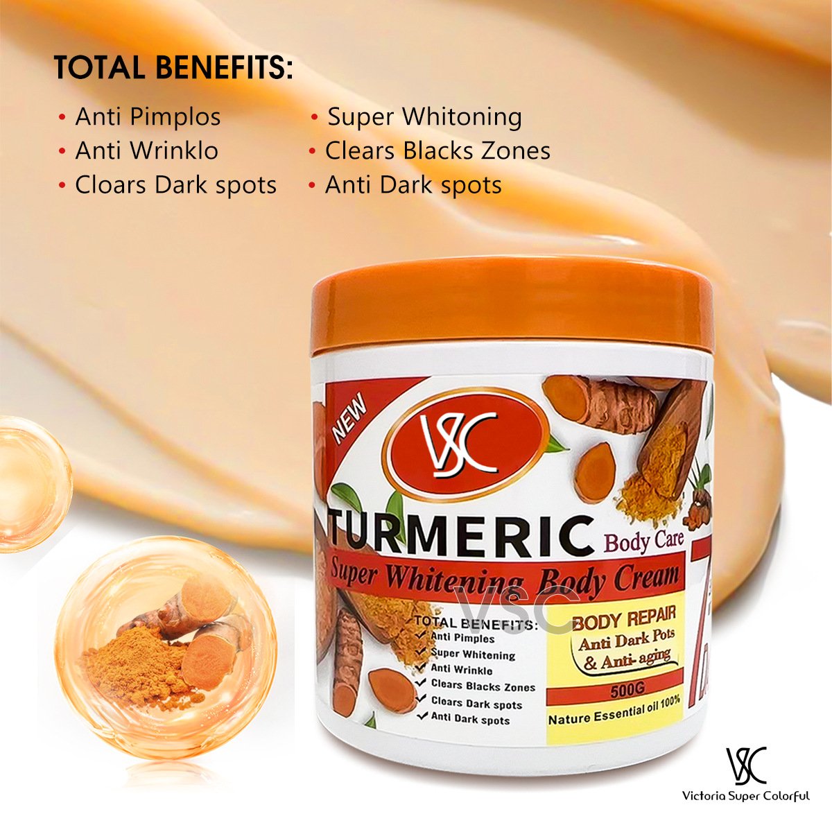Hot Sale Turmeric Cream Super Whitening Moisturizing Body Cream Skin Lightening Spot Removal Face Cream Body Lotion