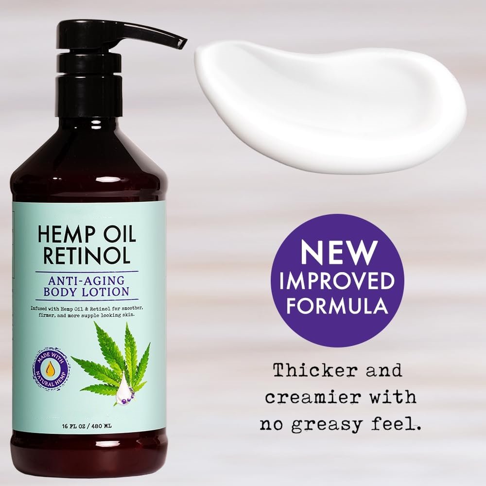Private Label Body Lotion Hemp Oil Retinol Age Defying Deep Moisture Smooth Firm Sagging Skin No Greasy Body Lotion