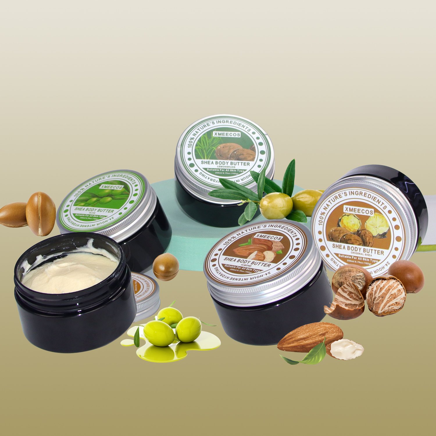 Private Label 100% Pure Organic Whipped Shea Body Cream Body Lotion Whitening Moisturizing Almond Body Butter