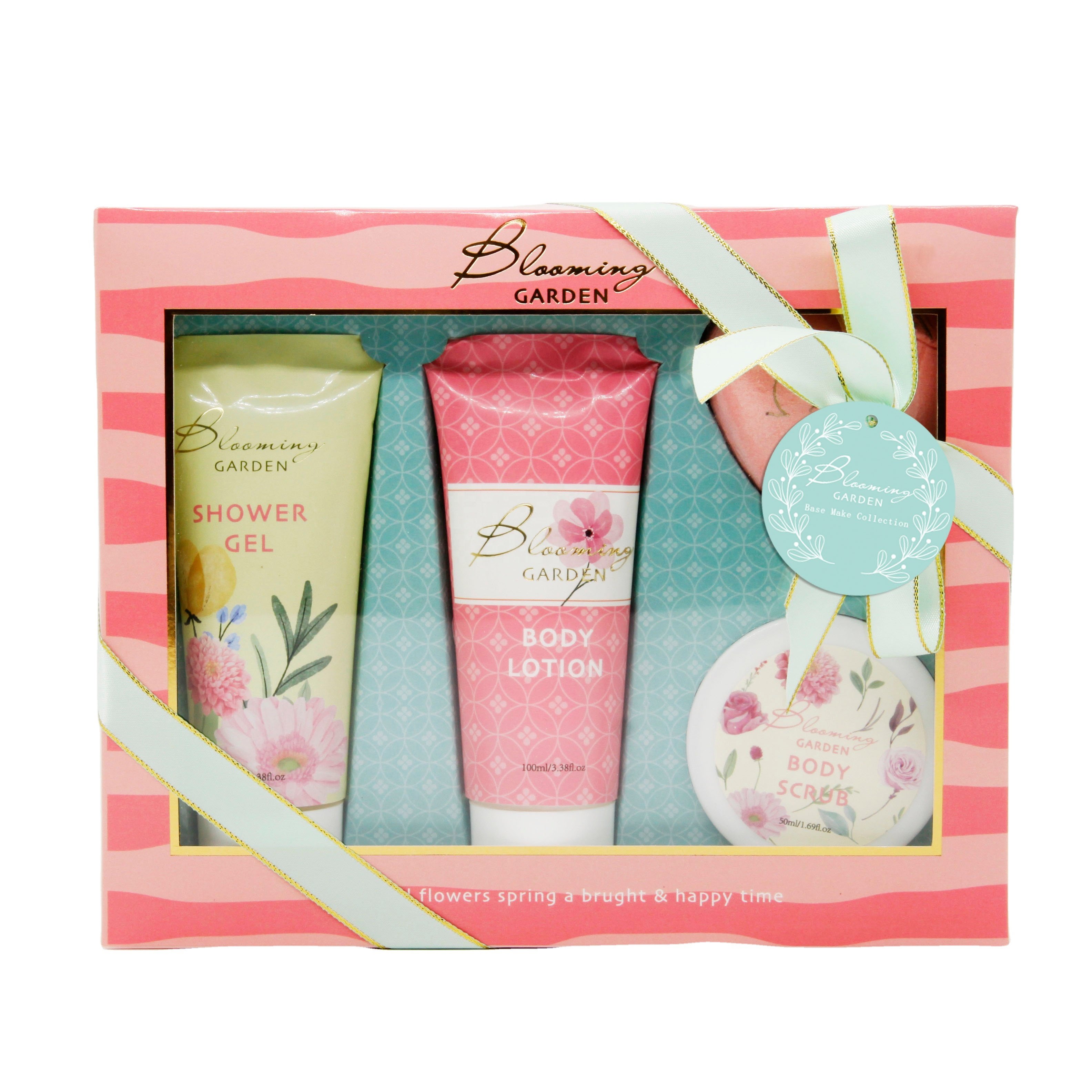 Wholesale Valentine's Day Bath Gift Set Beautiful Promotional Personal Body Scrub Origin Care Shower Gel Body Lotion Bath Set