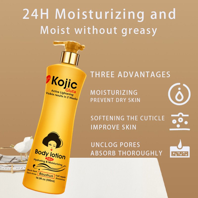 Golden Bottle Kojic Acid Body Lotion Moisturizing Active Lightening Firming Smooth Skin Lotion 500ml