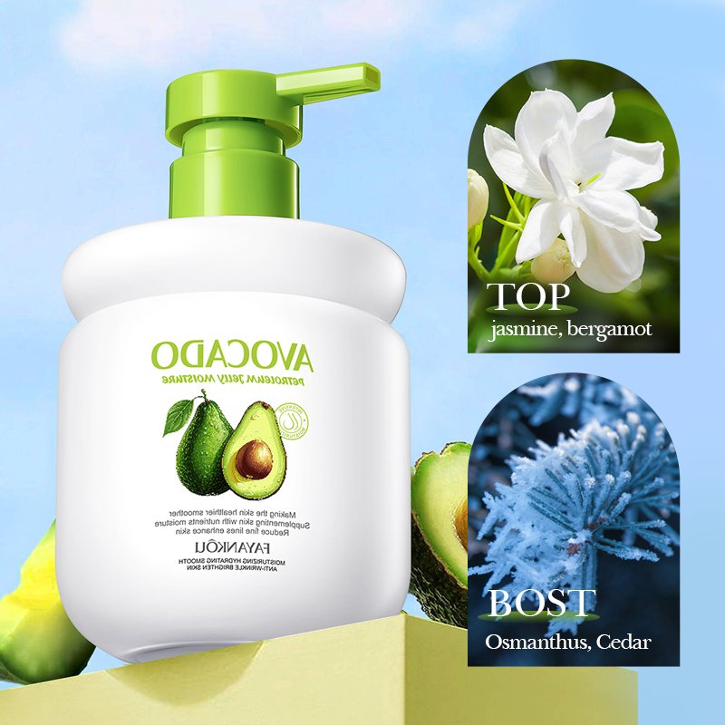OEM ODM FAYANKOU Smoothing Brightening soft Improved dry skin jelly avocado body lotion