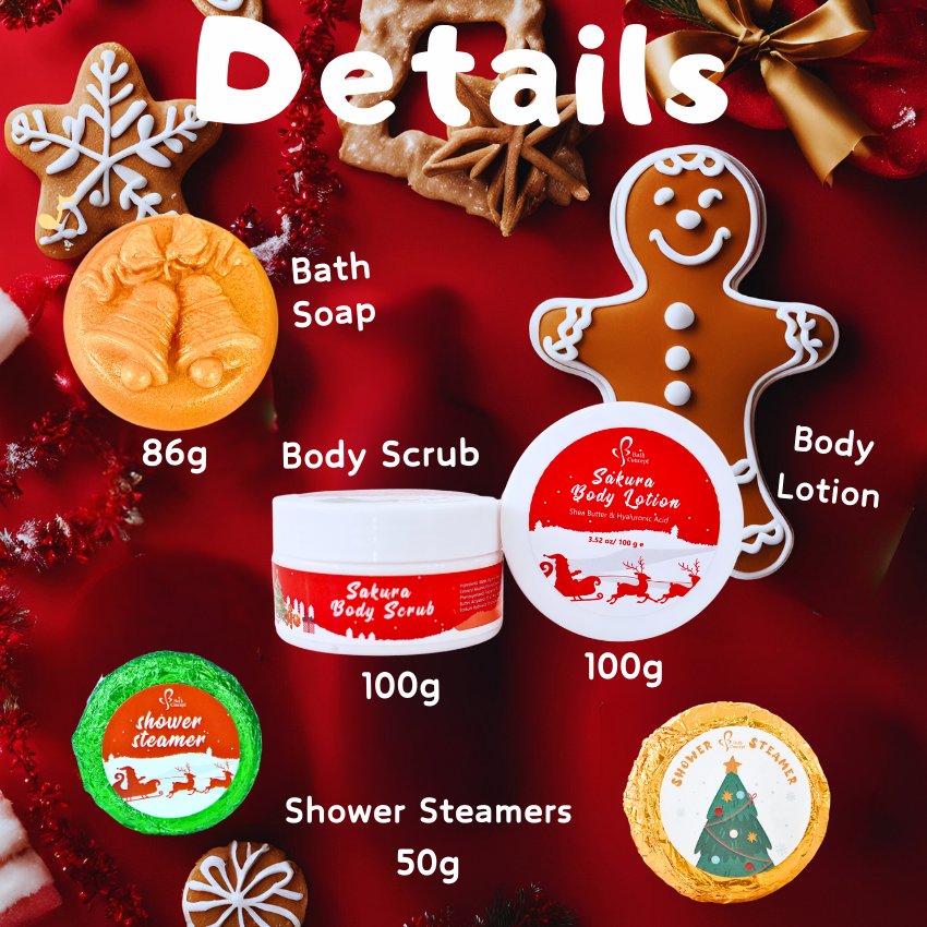 Moisturizing Body Lotion with Natural Jasmine and Sakura Extract Christmas Bath Set Soap Scrub Shower Steamers Aromatherapy