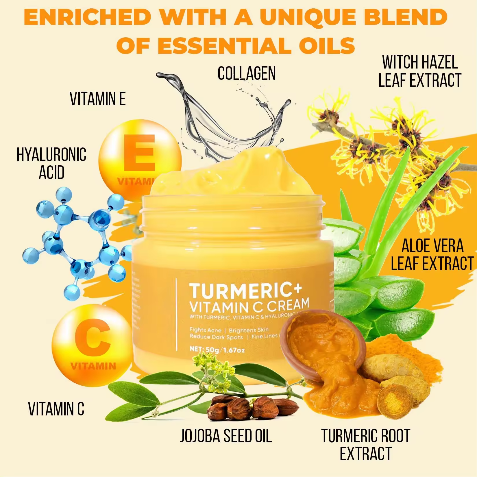 Wholesales Dark Spot Corrector Remover Anti Aging Pigmentation Brightening Whitening Lightening Moisturizer Turmeric Face Cream