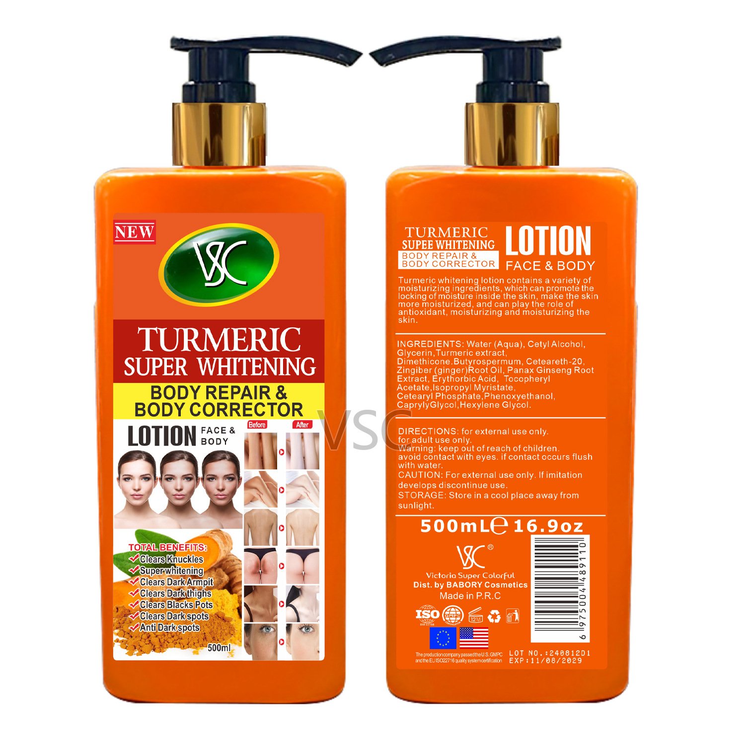 Hot Selling Turmeric Super Whitening Facial Body Repair Correction Lotion