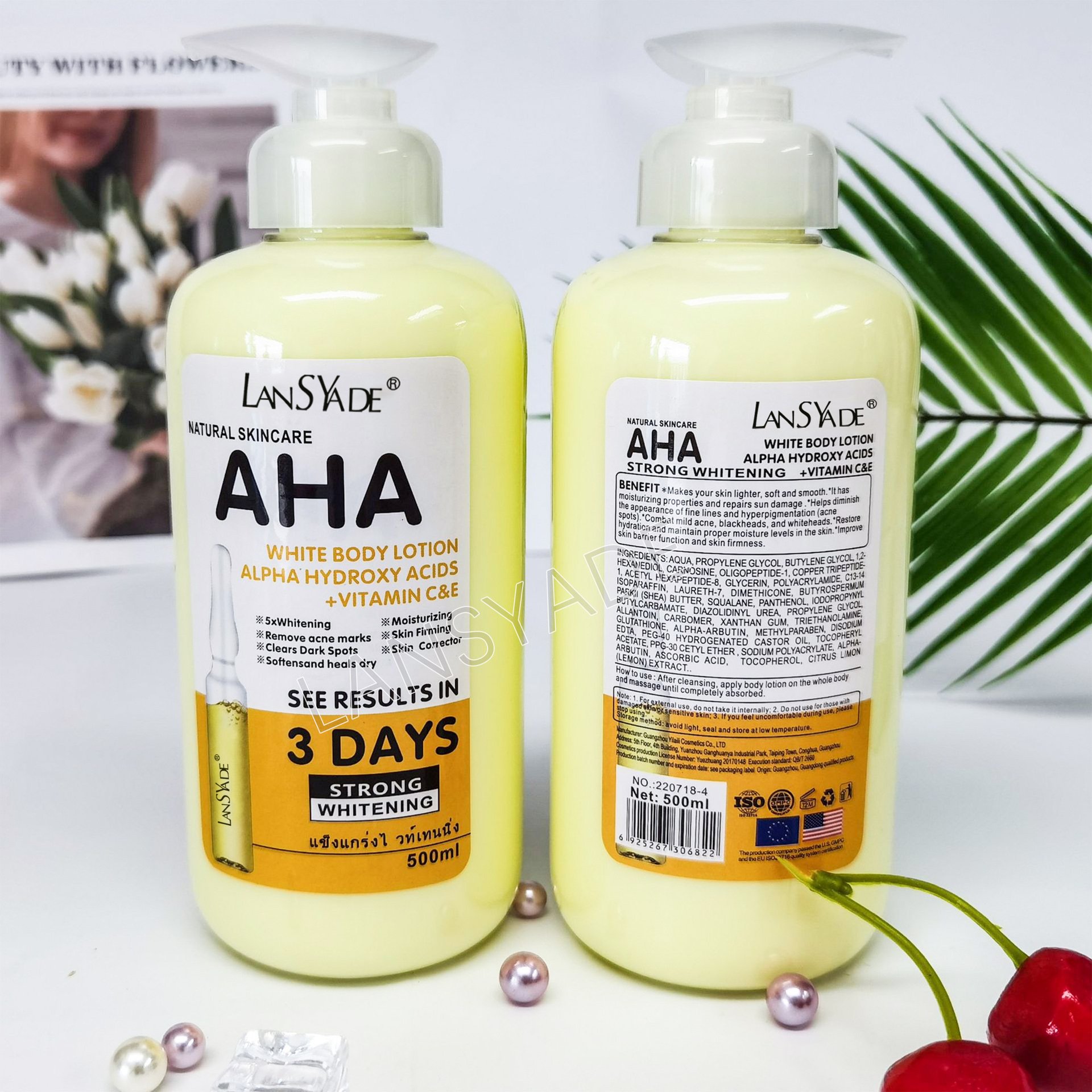 500ml Vitamin C Fruit Acid Body Lotion VE Skin Lightening Brightening Moisturizing Lotion Whitening Body Lotion Wholesale