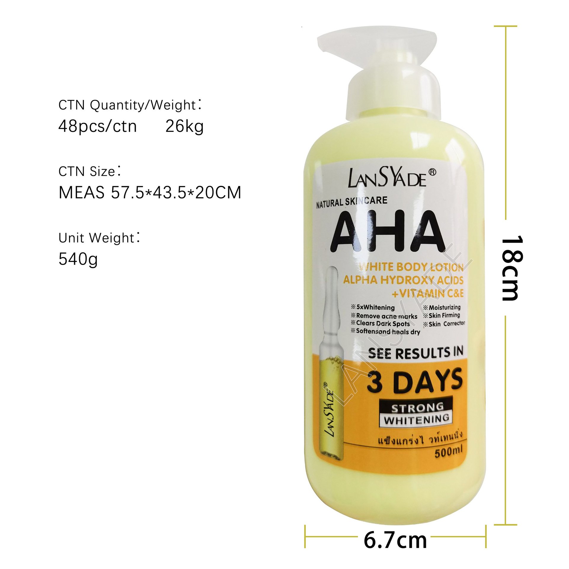 500ml Vitamin C Fruit Acid Body Lotion VE Skin Lightening Brightening Moisturizing Lotion Whitening Body Lotion Wholesale