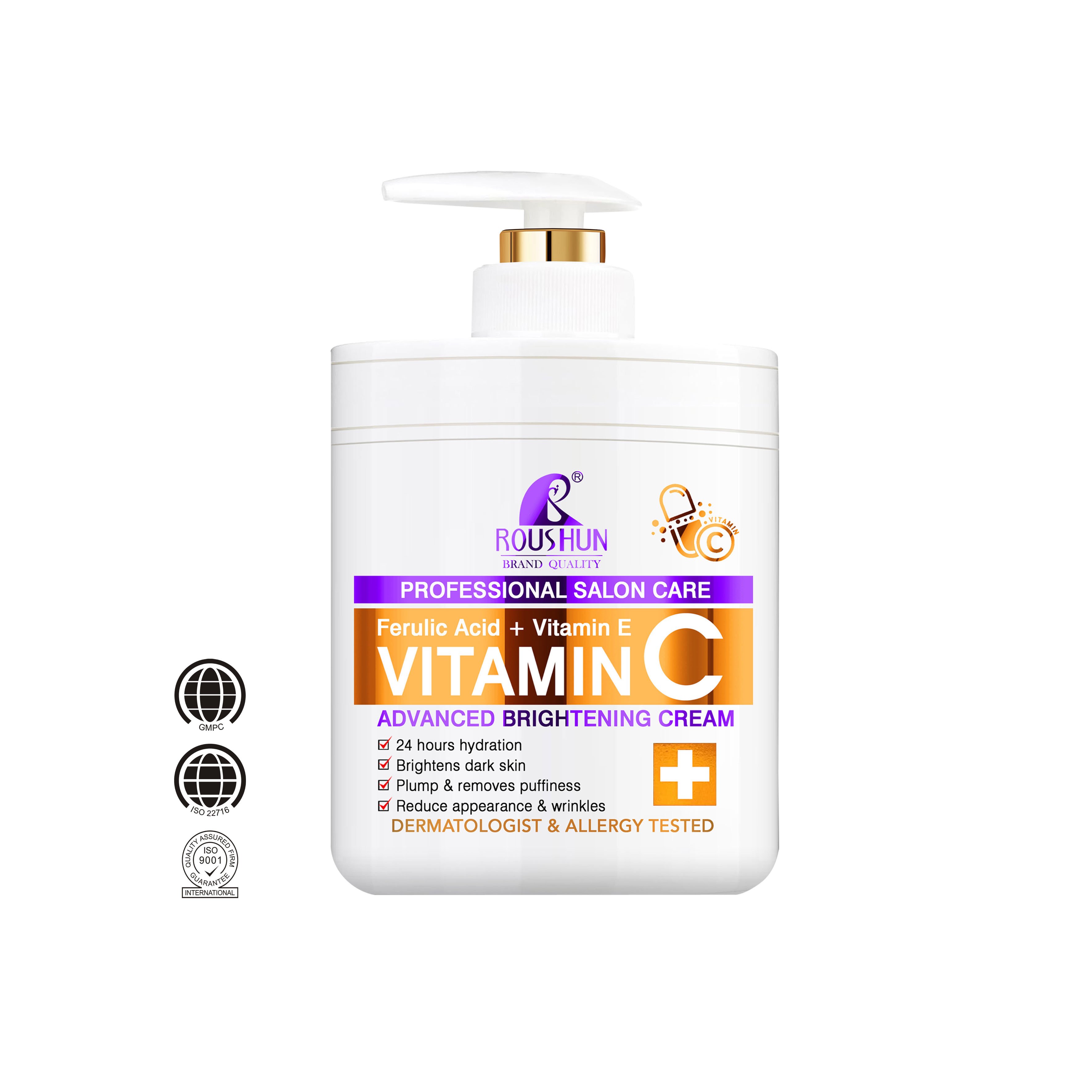 ROUSHUN VC Body Lotion 1000ml Salon Ferulic Acid Vitamin C Vitamin E Whitening Rejuvenating Body Lotion