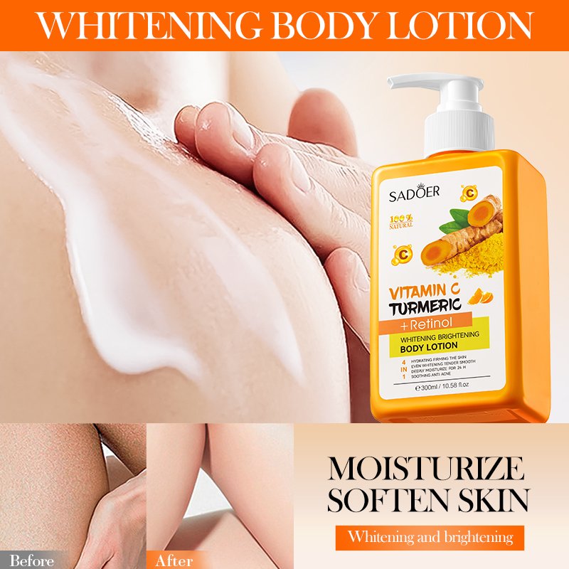 SADOER Hot Selling Turmeric Vitamin C Moisturizing Body Cream Care Products Black Skin Strong Whitening Brightening Body Lotion