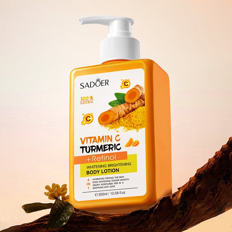 SADOER Hot Selling Turmeric Vitamin C Moisturizing Body Cream Care Products Black Skin Strong Whitening Brightening Body Lotion