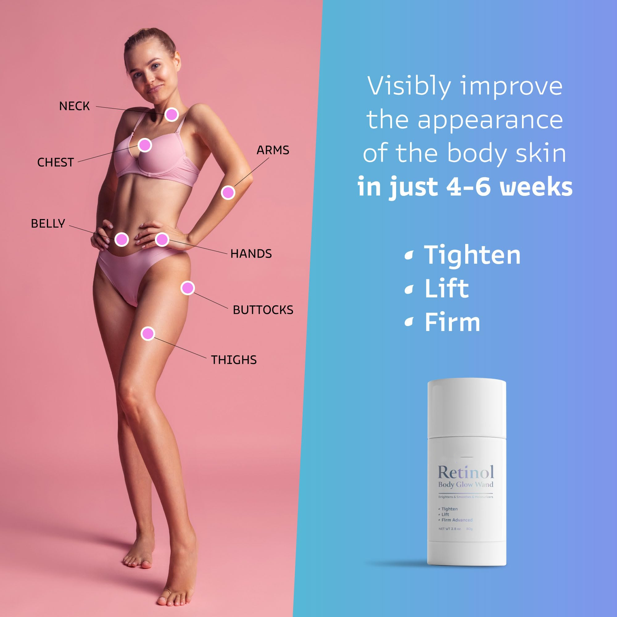 Private Label Moisturizing Skin Brightening Body Glow Wand Hydration Firming Cream Korea Growing Cream Retinol Body Lotion