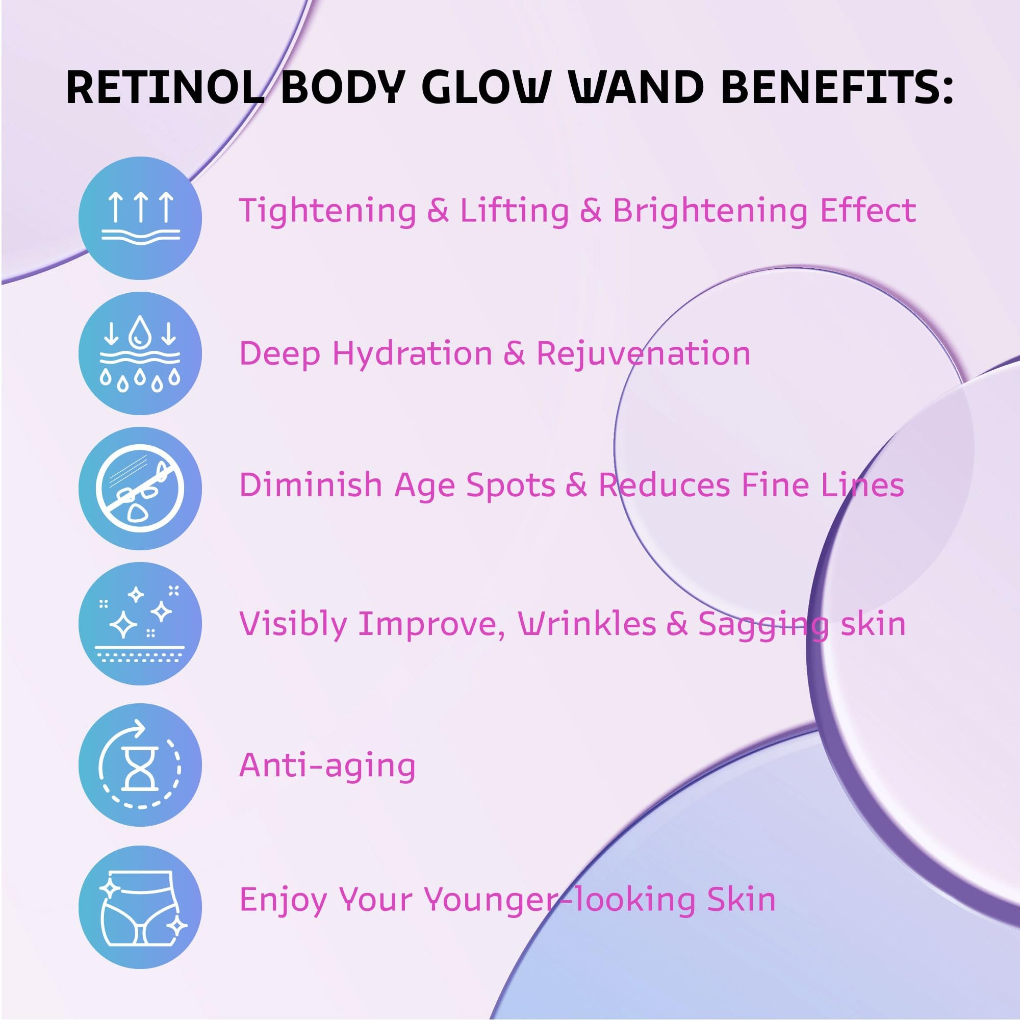 Private Label Moisturizing Skin Brightening Body Glow Wand Hydration Firming Cream Korea Growing Cream Retinol Body Lotion