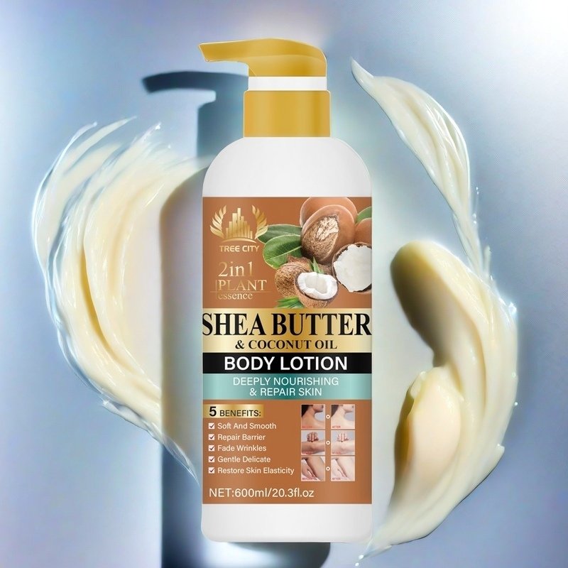 Hot-selling Organic Smoothing Hydrating 600ml Shea Butter Body Lotion Whitening Cocoa Butter Body Lotion